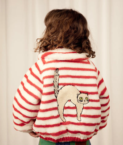Angry Cat Embroidered Faux Fur Jacket by Mini Rodini - Petite Belle