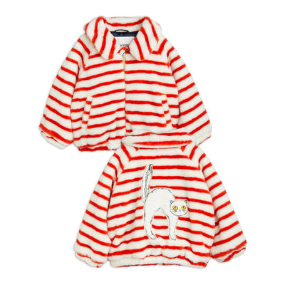 Angry Cat Embroidered Faux Fur Jacket by Mini Rodini - Petite Belle