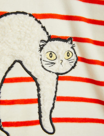 Angry Cat Embroidered Velour Sweatshirt by Mini Rodini - Petite Belle