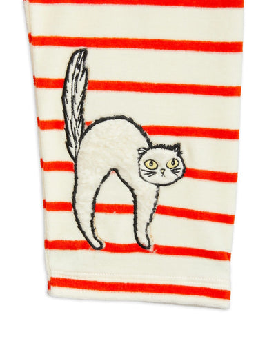 Angry Cat Embroidered Velour Trousers by Mini Rodini - Petite Belle