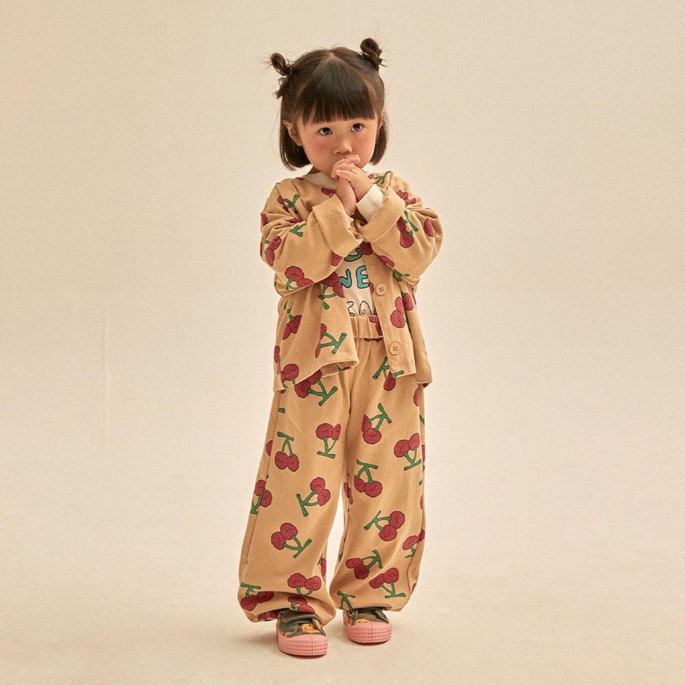 Beige Cherry Lounge Pants by Jelly Mallow - Petite Belle