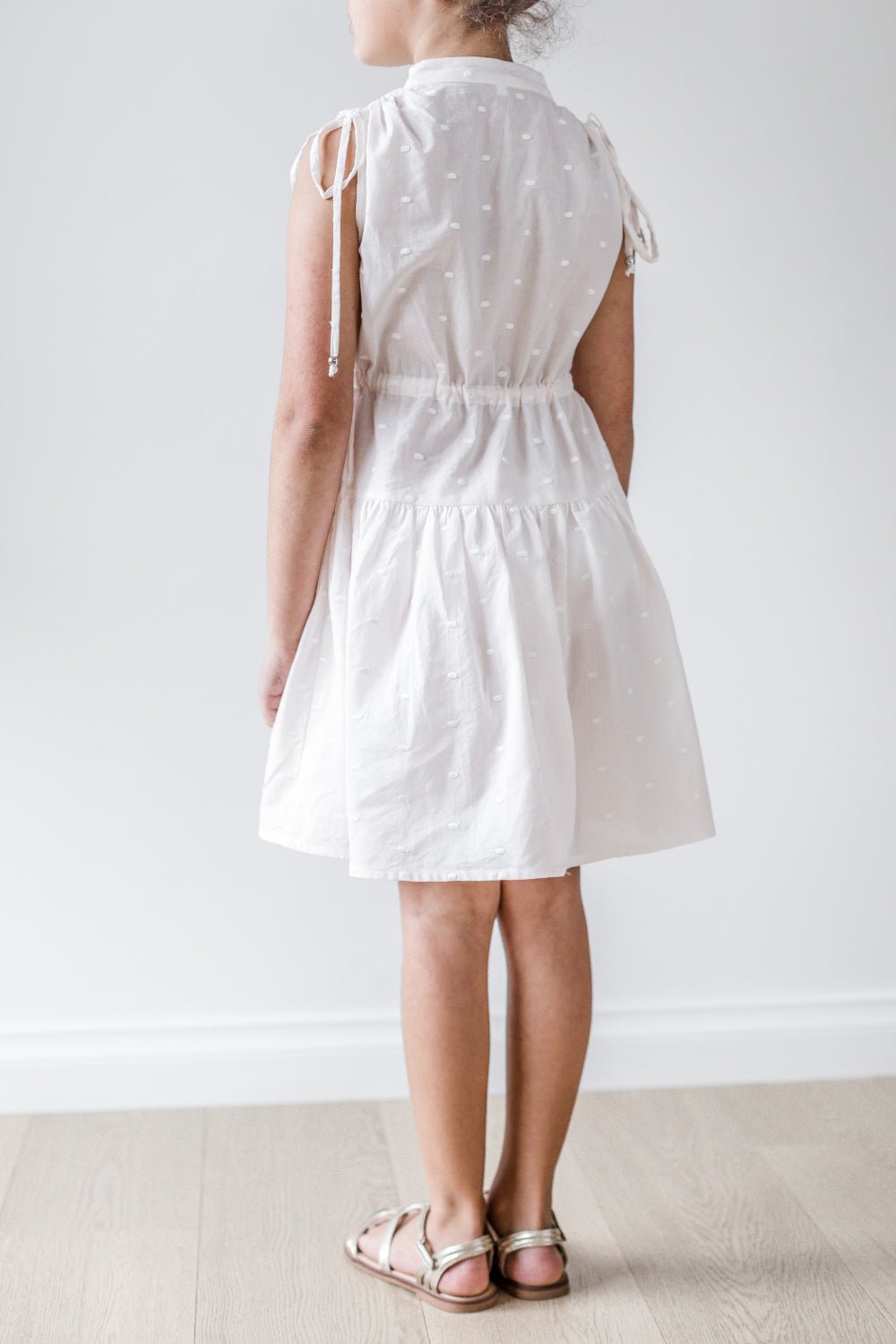 Blush Pink Embroidered Dot Tie Dress - Petite Belle