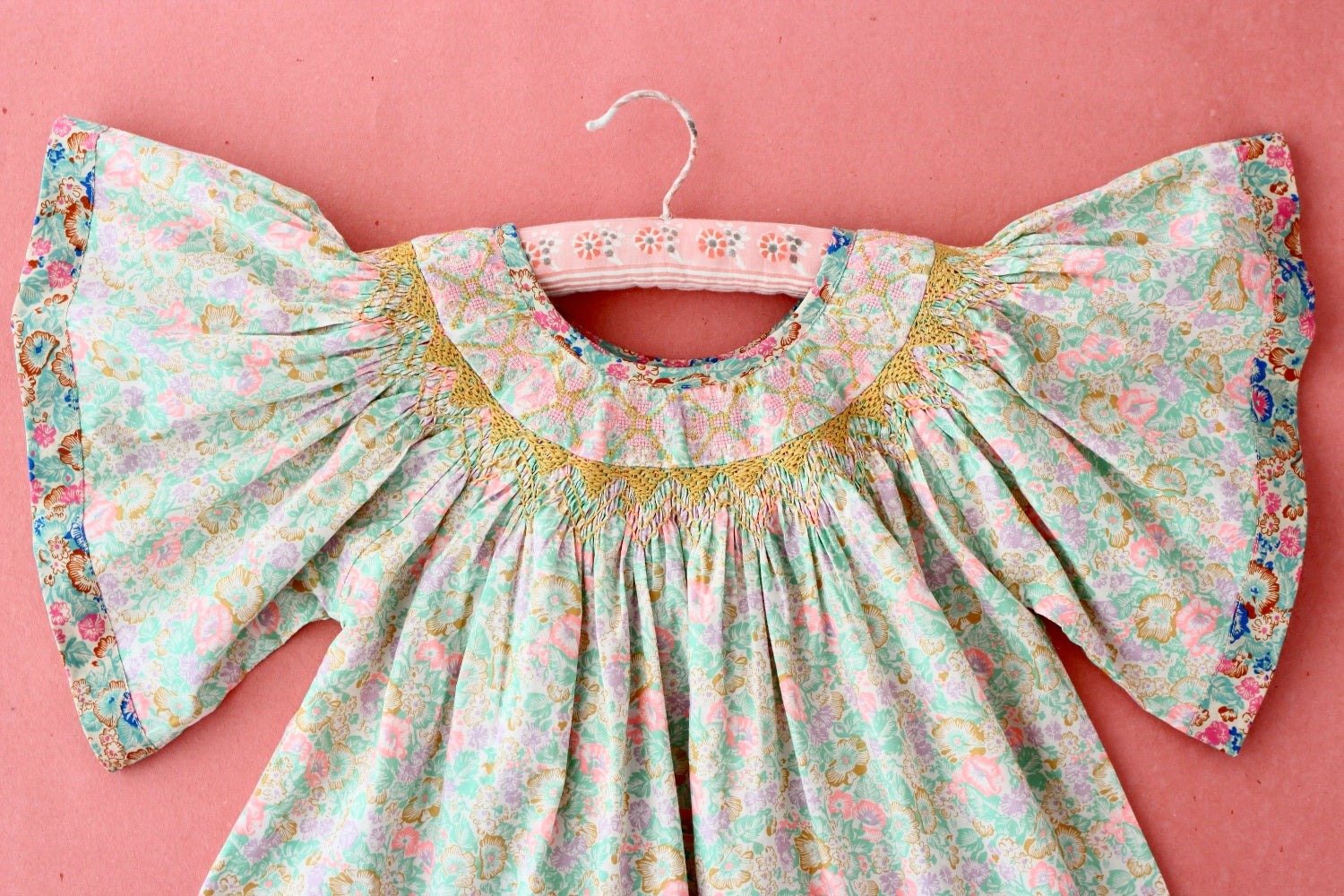 Bonjour Diary Butterfly blouse with small blue flowers 8Y - 子ども