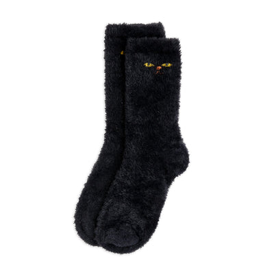 Cat Eyes Fuzzy Socks in Black by Mini Rodini - Petite Belle