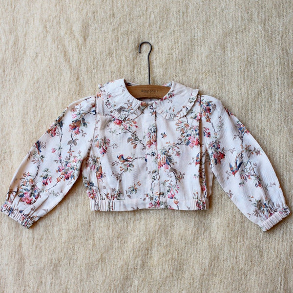 Crop Shirt in Birds Flower Print by Bonjour Diary - Petite Belle | UK