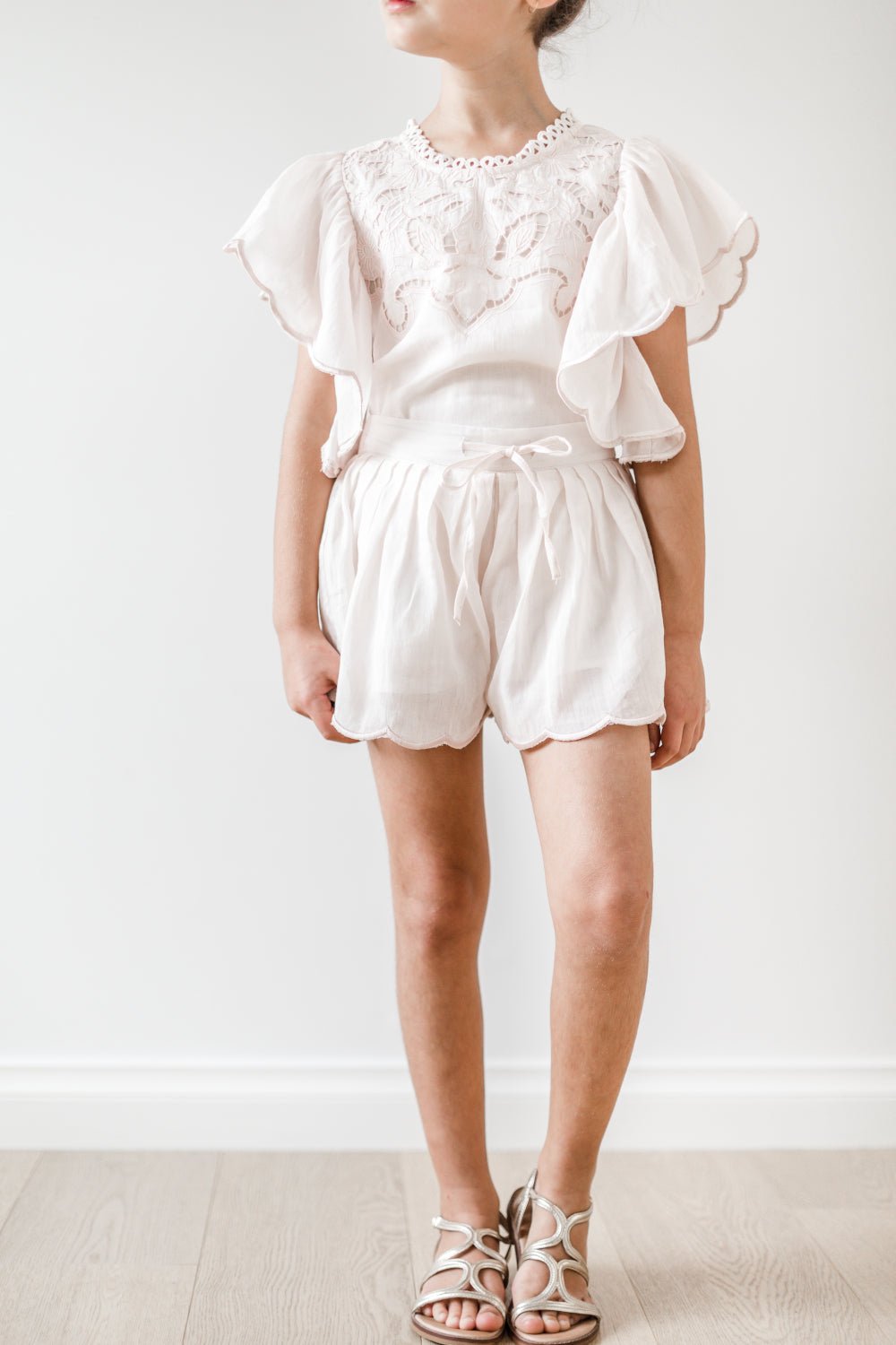 Delicate Pink Scallop Shorts - Petite Belle