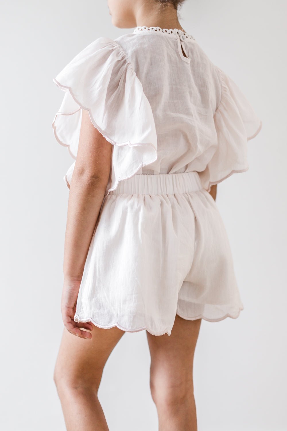 Delicate Pink Scallop Shorts - Petite Belle