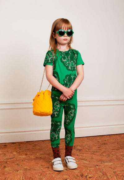 Flower Leggings (Green) by Mini Rodini - Petite Belle
