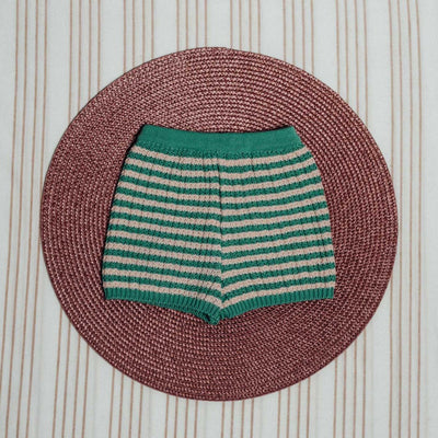 Green And Pink Stripe Shorts by Birinit Petit - Petite Belle