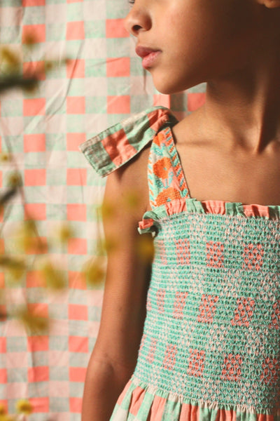 Long Skirt Dress in Chess Checks by Bonjour Diary - Petite Belle