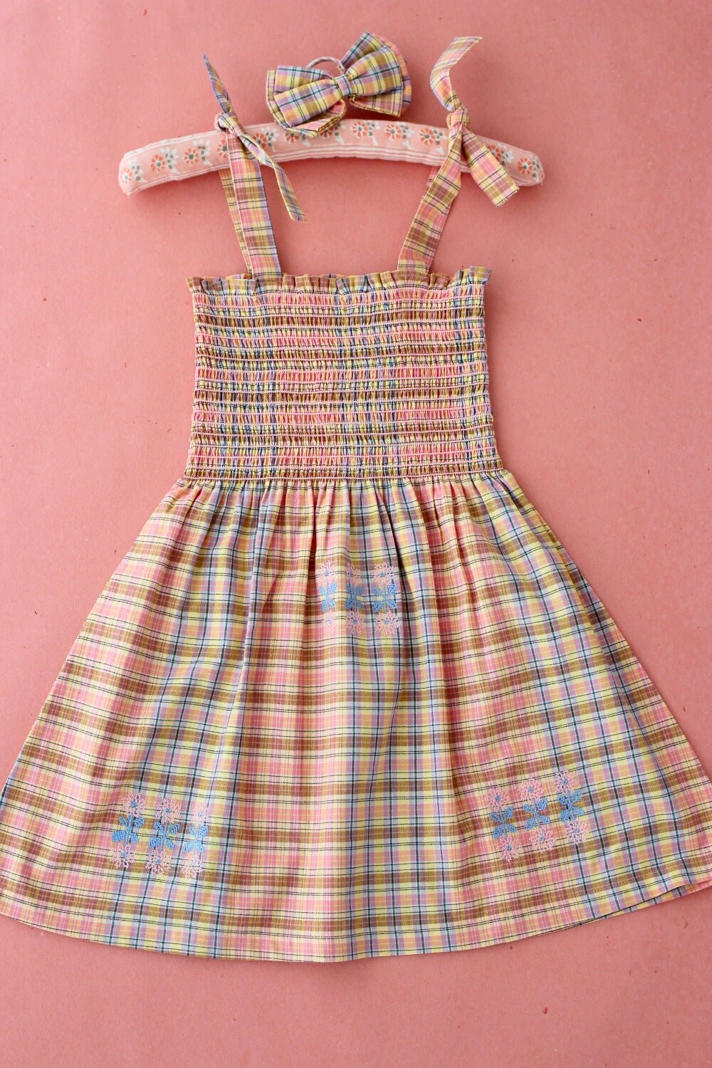 Long Skirt Dress in Rainbow Check by Bonjour Diary - Petite Belle