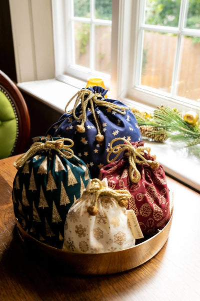 Midnight Stars Reusable Cotton Gift Bags by Paper Mirchi - Petite Belle