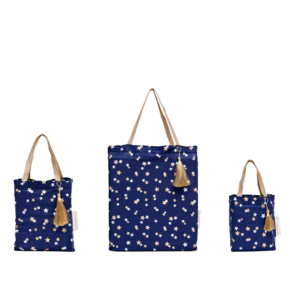 Midnight Stars Reusable Gift Tote Bags by Paper Mirchi - Petite Belle