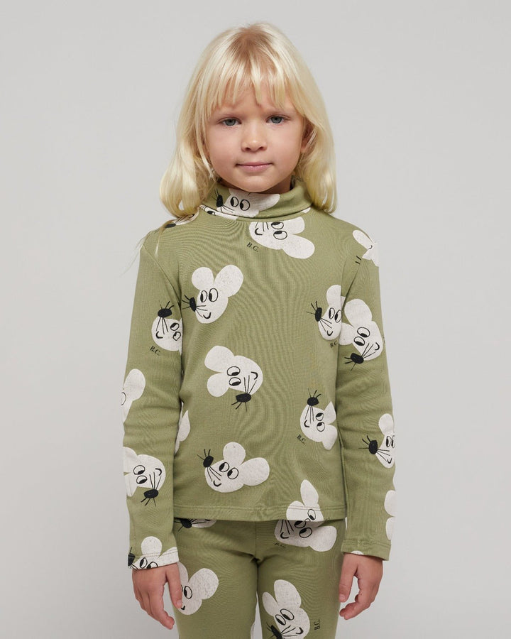 Mouse All Over Turtleneck T-Shirt by Bobo Choses - Petite Belle