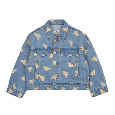 Paper Airplane Denim Jacket by Jelly Mallow - Petite Belle