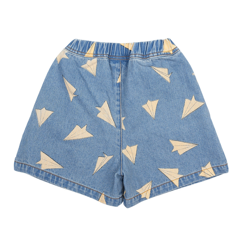Paper Airplane Denim Shorts by Jelly Mallow - Petite Belle