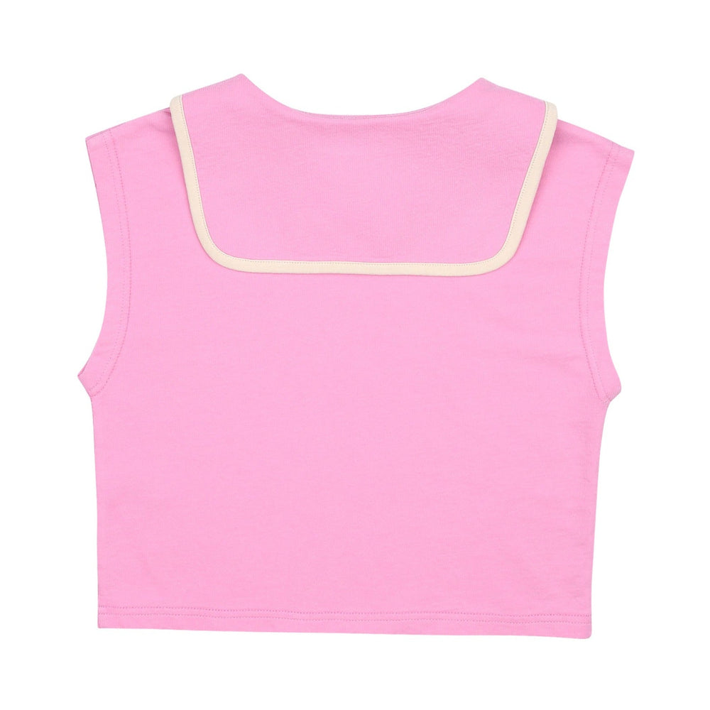 Peace Collar Sleeveless Tee in Pink by Jelly Mallow - Petite Belle