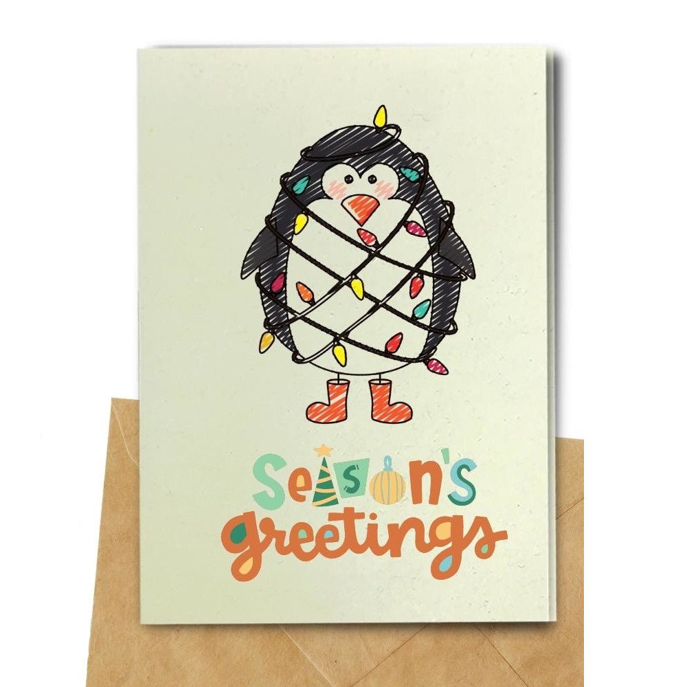 Penguin Tree Cotton Christmas Card by EarthBits - Petite Belle