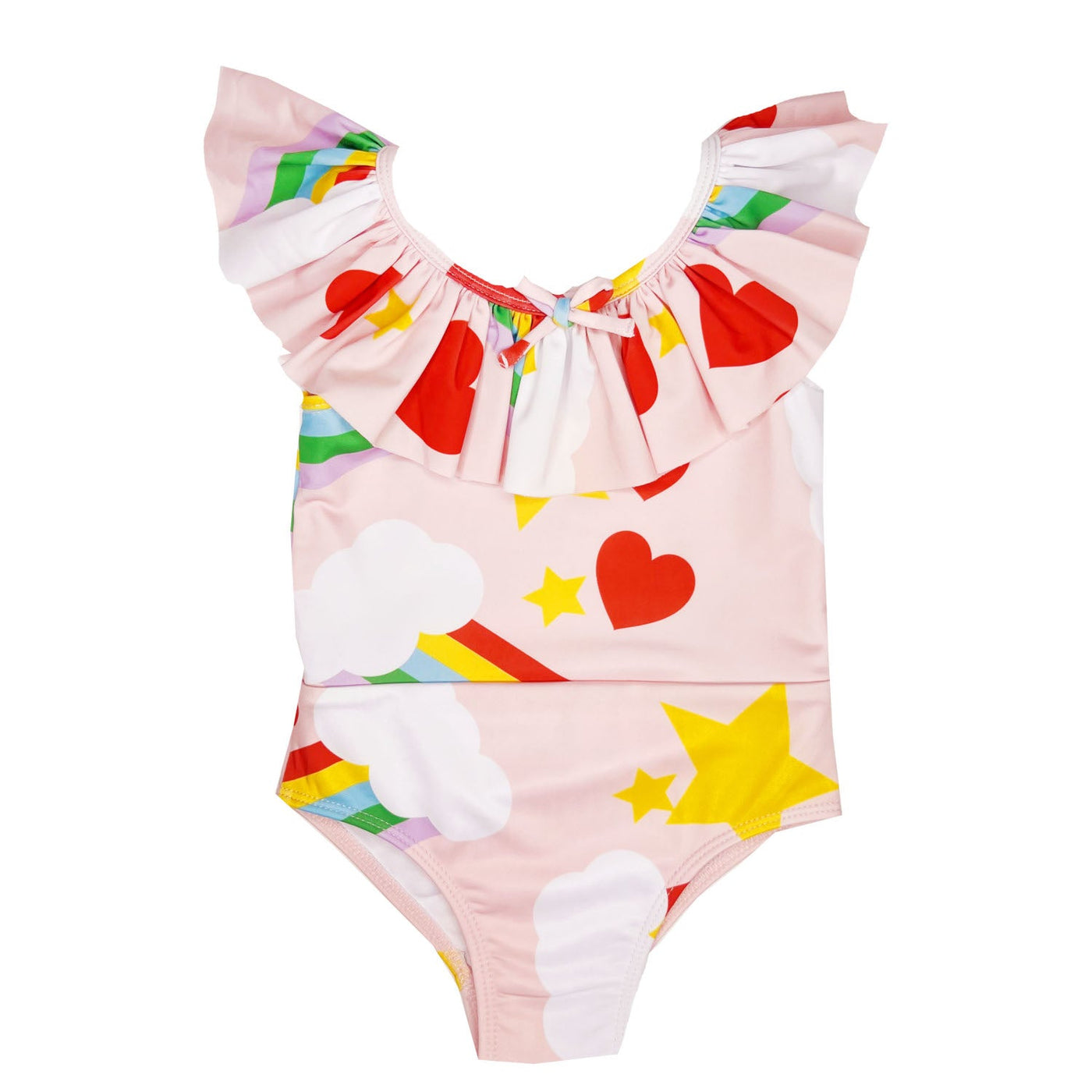 Pink Rainbow Ruffle Collar Swimsuit by Hugo Loves Tiki - Petite Belle
