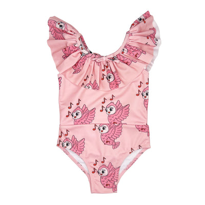 Pink Songbird Ruffle Collar Swimsuit by Hugo Loves Tiki - Petite Belle