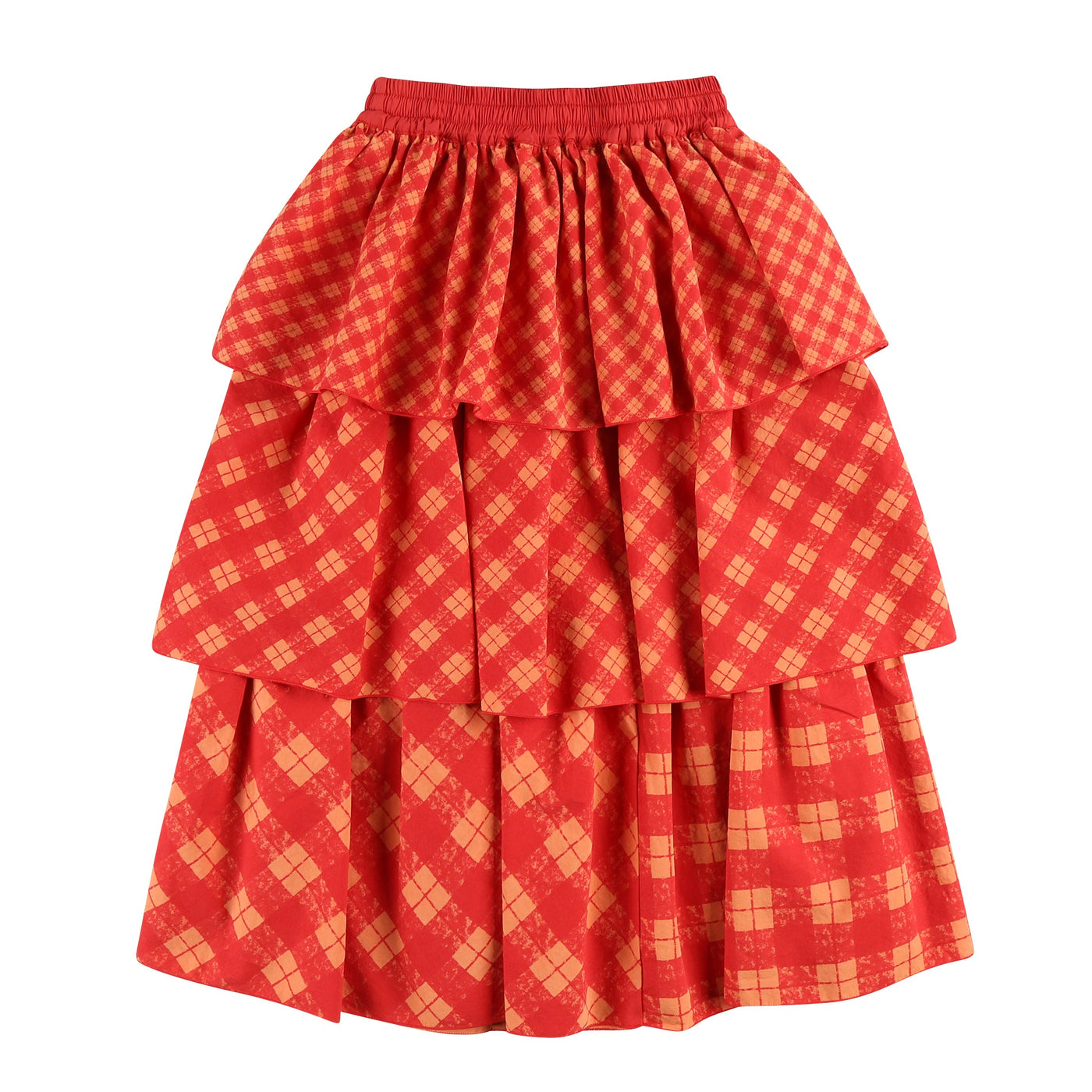 Red Check Tiered Skirt by Jelly Mallow - Petite Belle