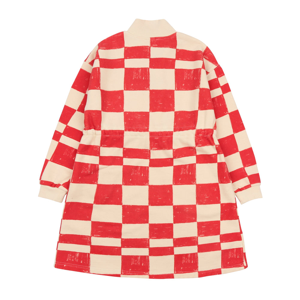 Red Grid Half Zip Dress by Jelly Mallow - Petite Belle