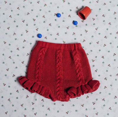 Red Ruffle Bloomer Shorts by Birinit Petit - Petite Belle