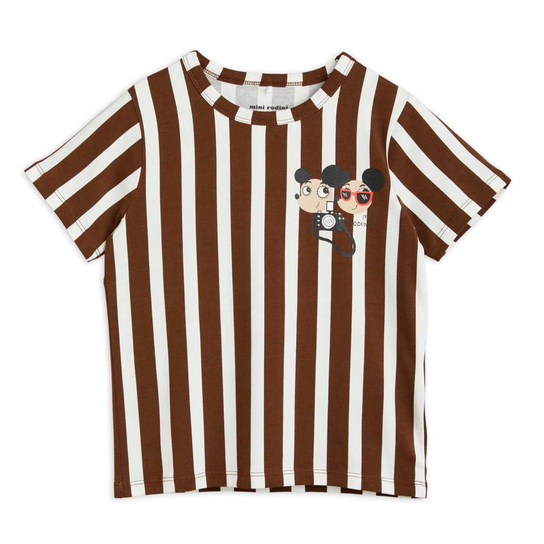 Ritzratz Stripe Tee in Brown by Mini Rodini - Petite Belle