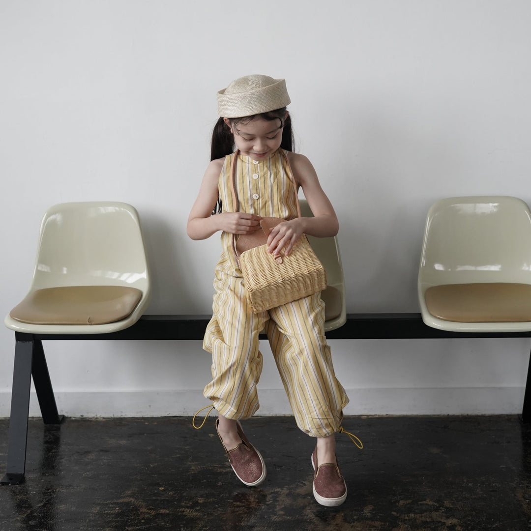 Yellow Stripes Jumpsuit by Mes Kids Des Fleurs - Petite Belle